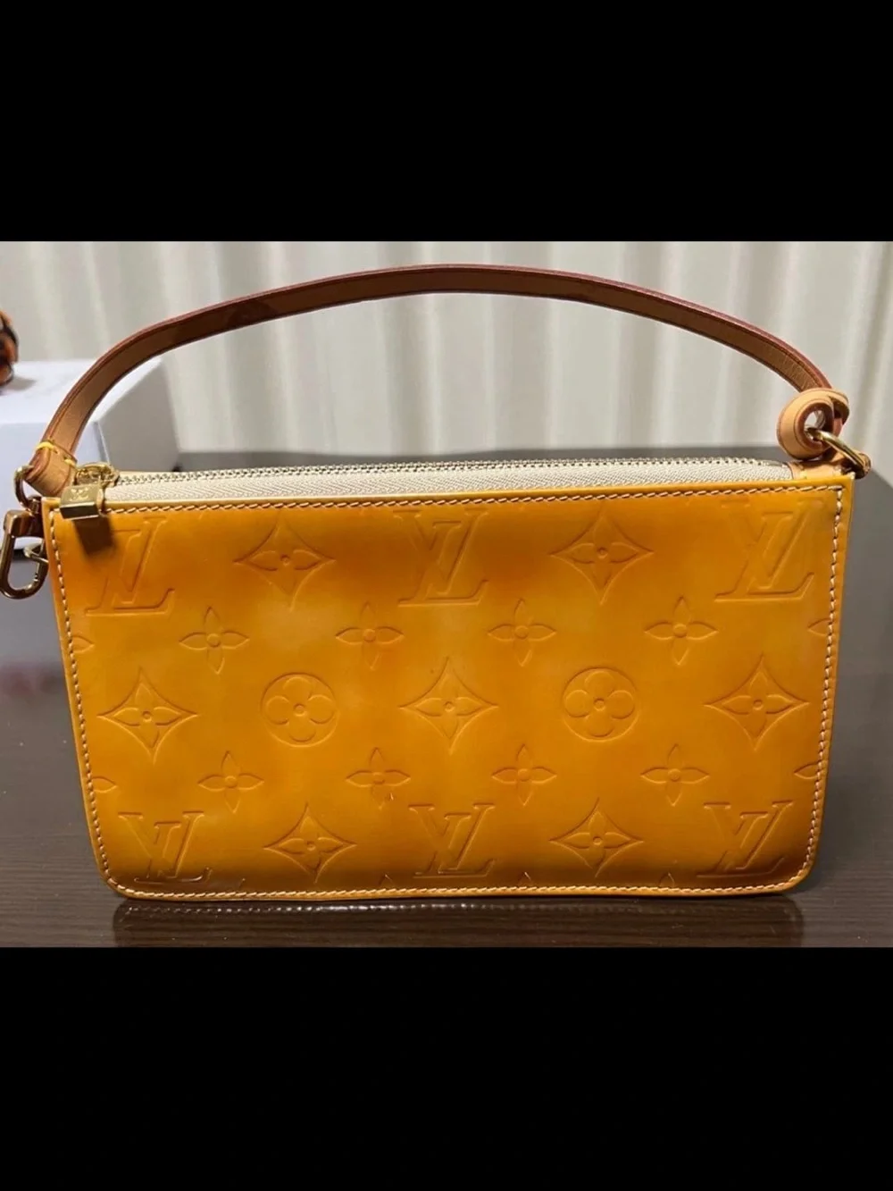 Louis Vuitton Patent Monogram Shoulder Bag in Golden Yellow
